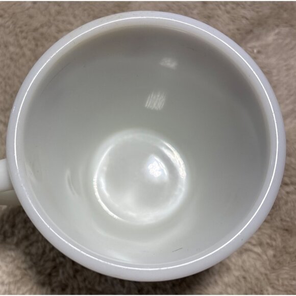 Vintage Pyrex Milk Glass Coffee Mug Cup Burgundy Rose - Picture 3 of 7